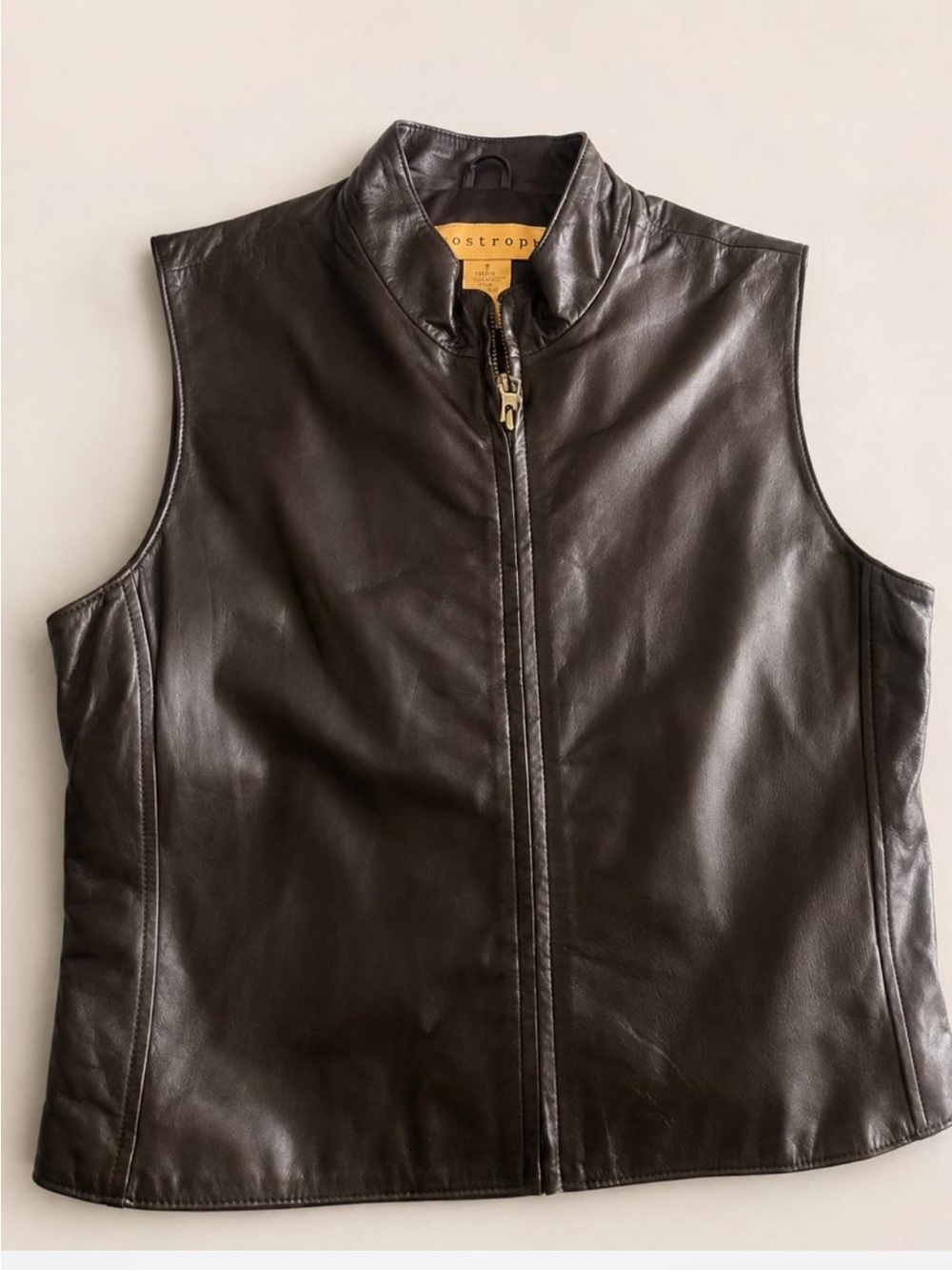 Apostrophe Genuine Leather Brown Zip Front Vest NWT Size 6